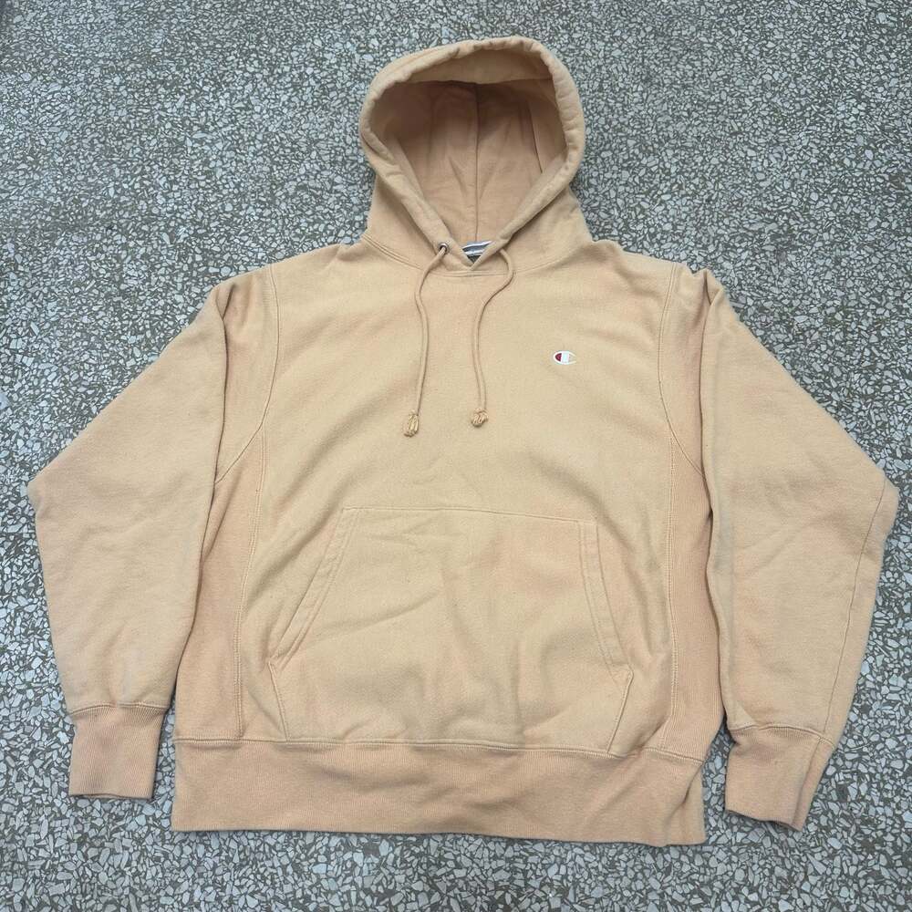Vintage Champion Reverse Weave Hoodie Tan 82/18 Heavyweight Men’s Medium